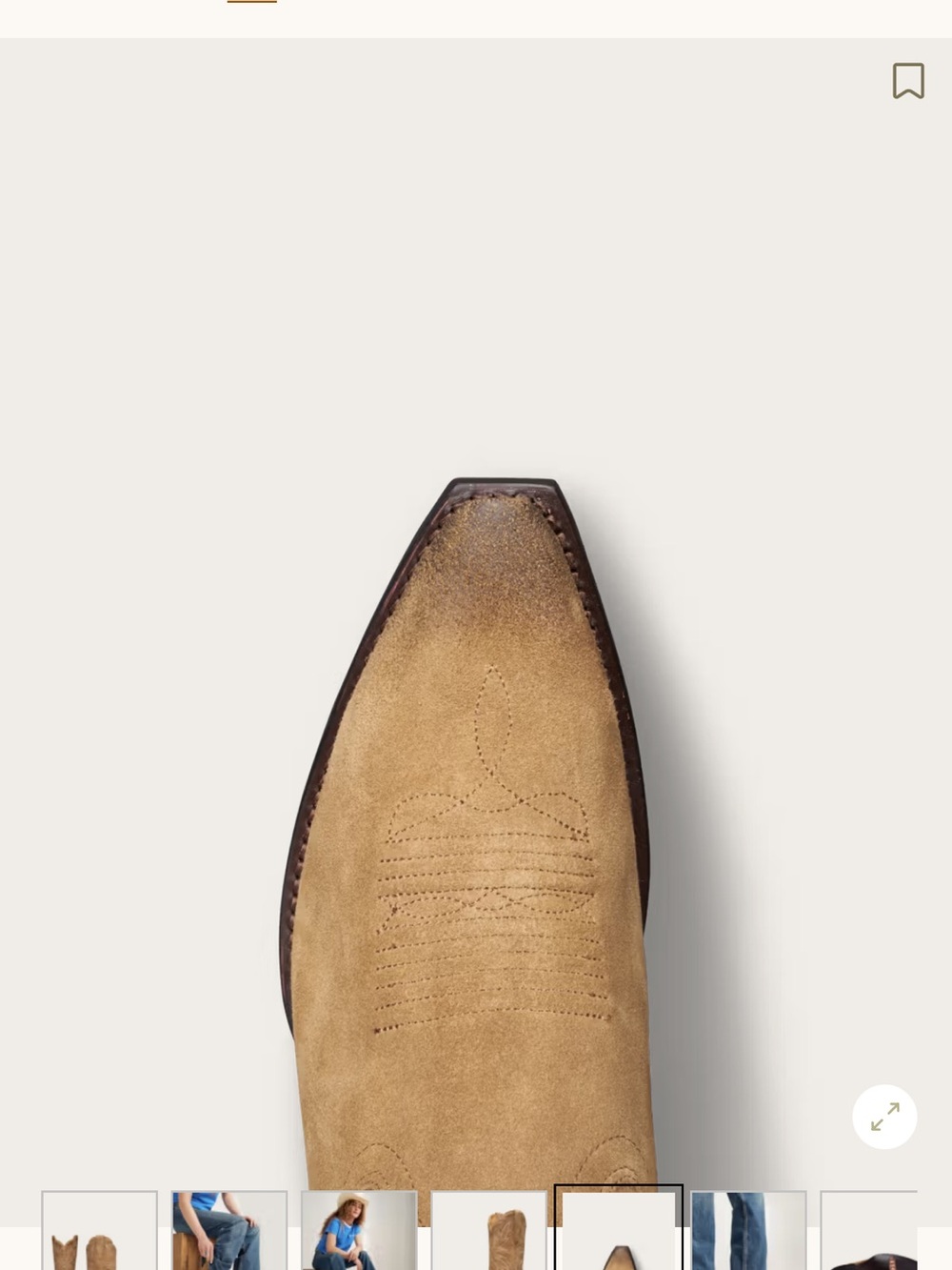 Tecovas Toasted Almond Suede Cowboy Boots - Tan - Picture 5 of 6